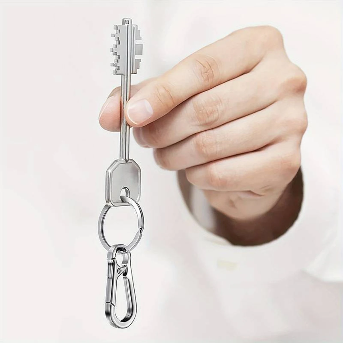 4 PCS Stainless Steel Carabiner Clip Keychain Metal Key Rings Keyring Key Holder Clips Hook Holder Organizer for Car Keys Finder image 5