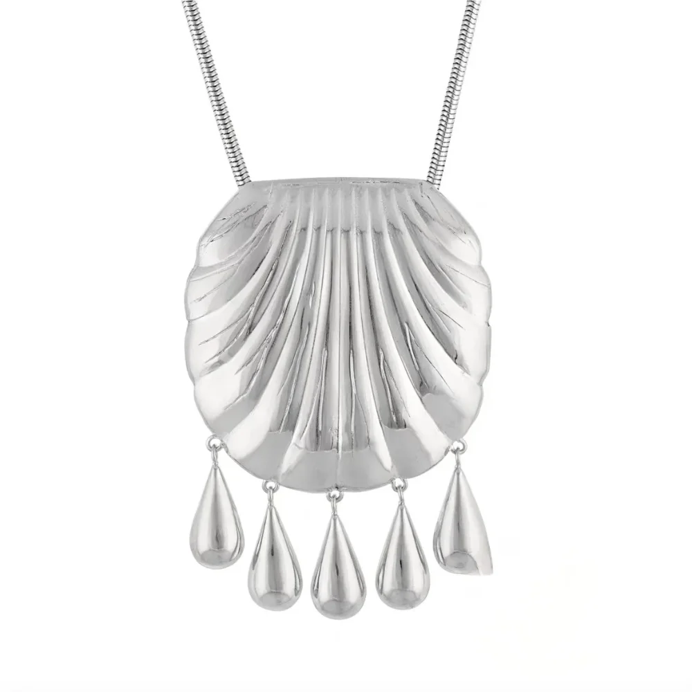 

Gazing Jewelry Europe American Gold Silver Large Shell Tassel Pendant High Quality Necklace Woman Fashion Jewelry Party Trend