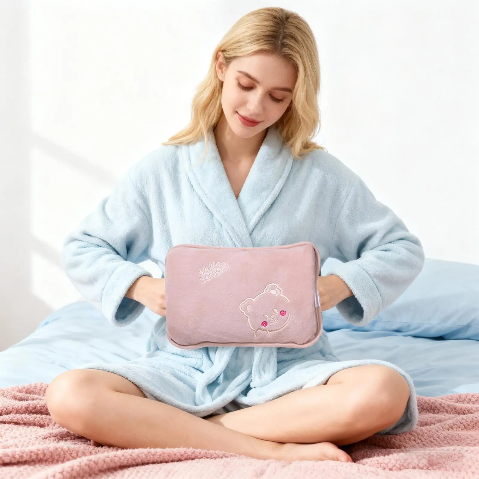 Hot Water Bag Rechargeable Hand Warmer Hot Water Bottle with Soft Cover for Period Cramps Muscles Neck Legs Waist Belly Body