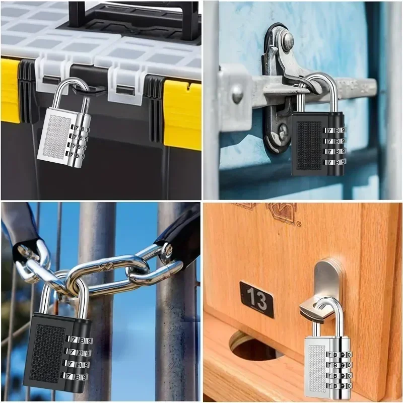 4 -digit Zinc Alloy Password Lock Outdoor Waterproof Heavy Hanging Lock Suitable for Outdoor Schools and Home Hardware Locks