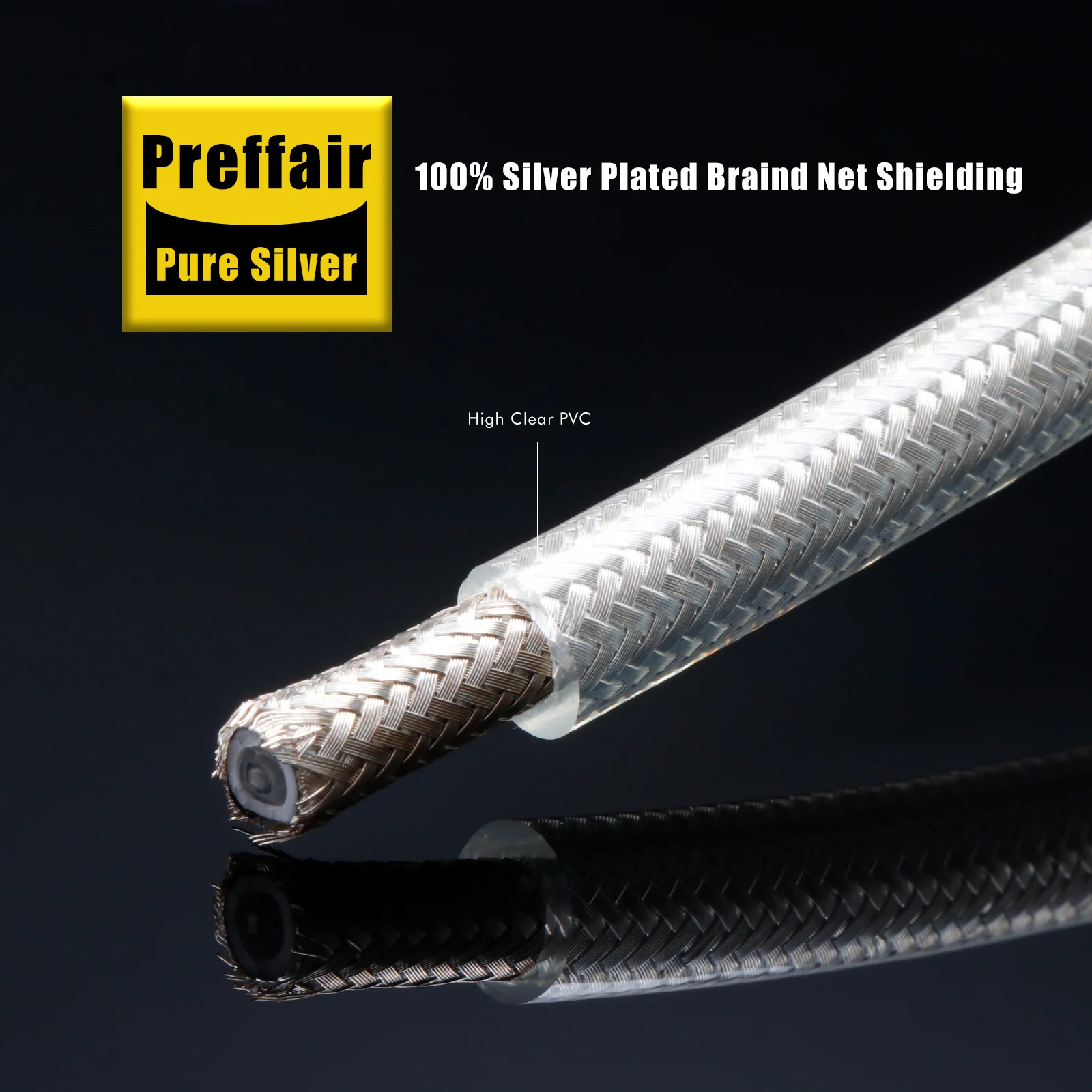 Preffair Pure Silver Coaxial Audio Bulk Cable 75ohm Pure Solid Silver 99.998% For DIY Digital Cable X454