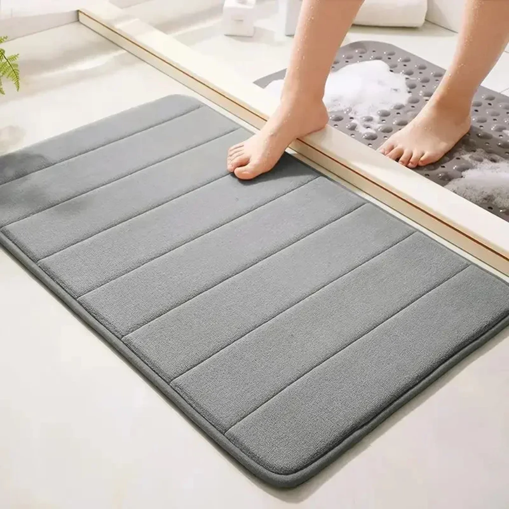 

1pc 50*80cm Bathroom Anti-skid Mat, Quick Water Absorption, Dry Machine Washing, Memory Cotton, Toilet Mat, Soft