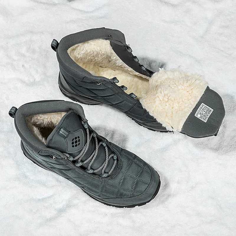 Botas de Senderismo de Invierno para Hombre, de Terciopelo, Cálidas y Gruesas, de Algodón, de Caña Alta, para Deportes al Aire Libre, Botas de Nieve Cómodas para Clima Frío