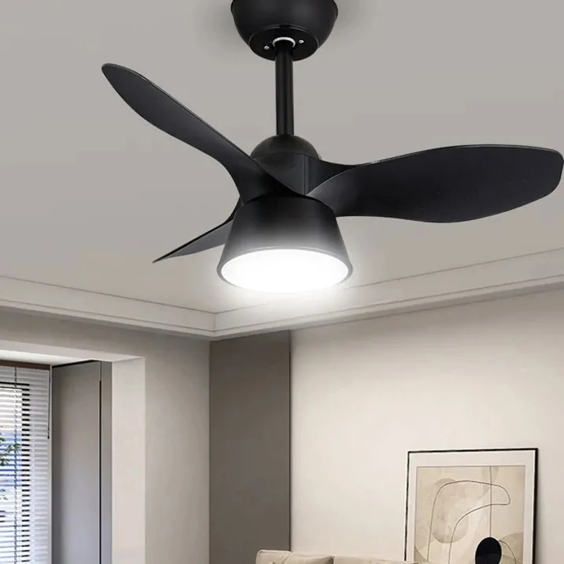 Minimalist Smart Ceiling Fan Lamp LED Energy-Saving Light Source Creative  Living Room Home Indoor Black White High Wind