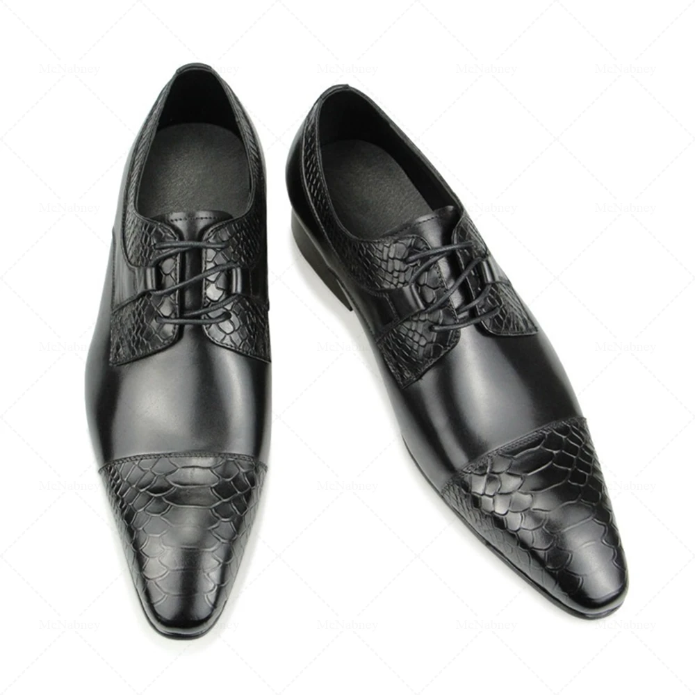 Crocodile Pattern Patent Leather Loafers Metal Lace Tip Slip On Formal Dress Shoes Business Wedding Shoes for Men Classic Style