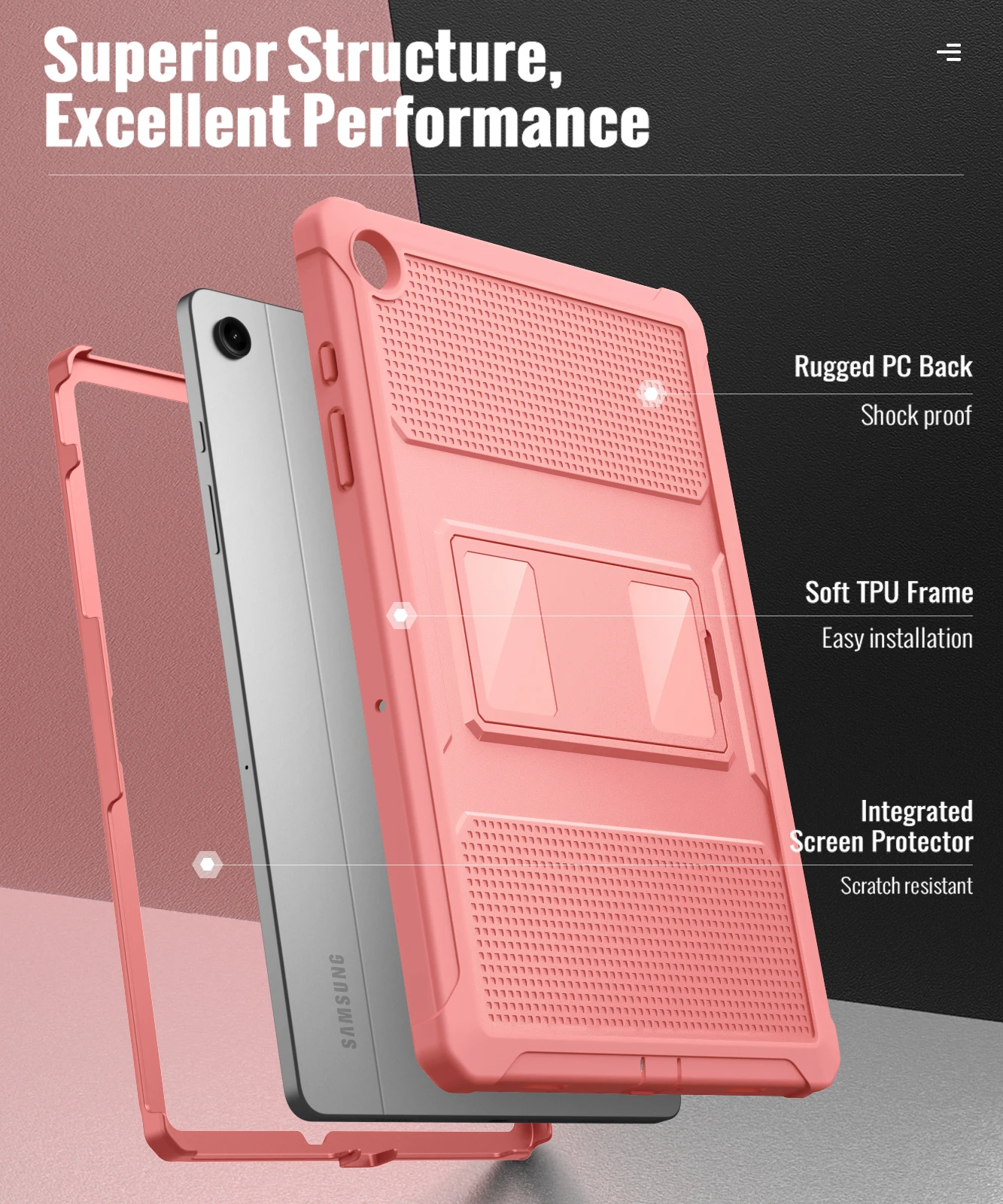 MoKo Case Fit Galaxy Tab A9 Plus 11-Inch 2023 (SM-X210/X216/X218),Shockproof Full Body Rugged Stand Back Cover Built-in Screen