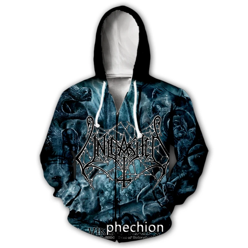 

phechion Men/Women 3D Print Unleashed Rock Band Casual Zipper Hoodies Fashion Men Loose Sporting Zip Up Hoodies J27