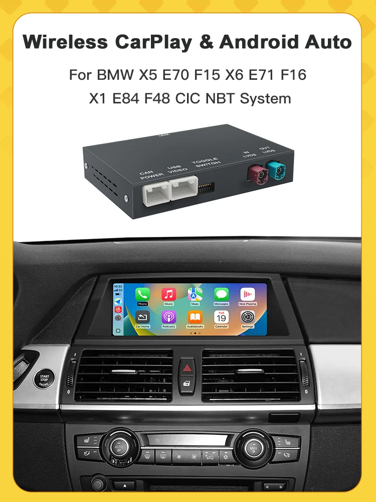 Draadloze CarPlay Android Auto voor BMW 5 7 Serie F10 F11 F07 GT F01 F02 F03 F04 2009-2016 met Airplay BT Multimedia Decoder box - afbeelding 2