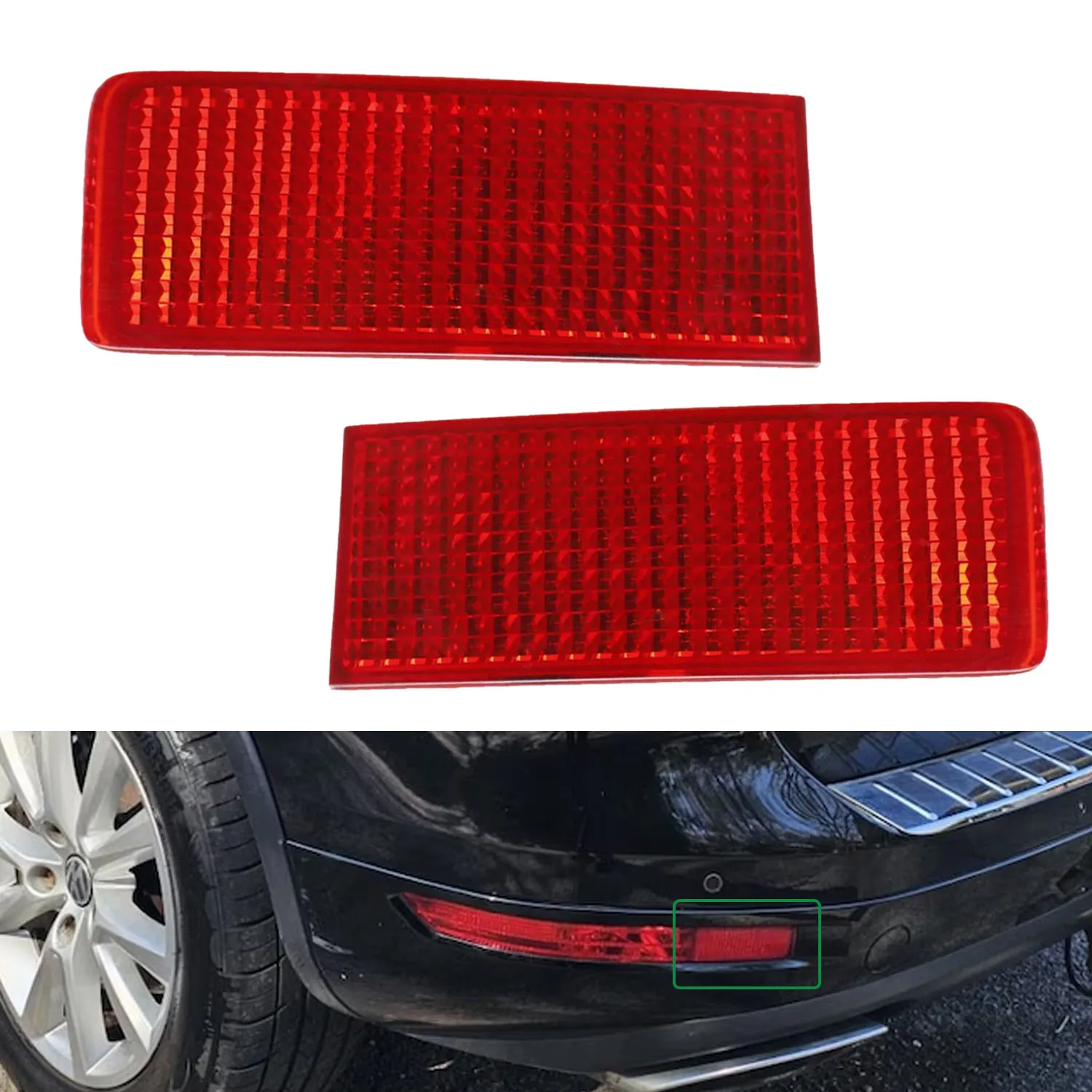 

Rear Bumper Reflector Warning Light Strip Tail Light Bar No Bulb for VW Touareg 2011 2012 2013 2014 2015 7P6945105 7P6945106
