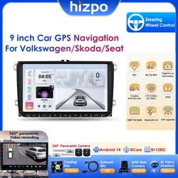 Hizpo 2din Carplay Android 14 UIS7862 Car Radio Multimedia Player for Volkswagen Golf Polo Tiguan Passat B7 B6 SEAT Leon DSP RDS