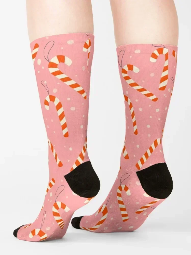 Candy cane pattern, pink and red Socks Sports snow custom sports New year's Socks Woman Men's