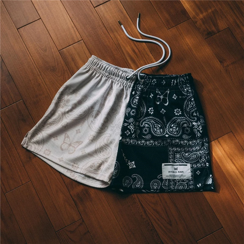 Ryoko-pantalones cortos de malla para hombre, Shorts con estampado de Cachemira, para gimnasio, baloncesto, entrenamiento, correr, novedad de 2024