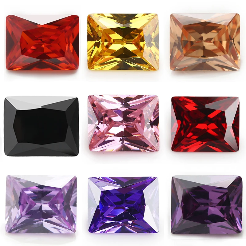 Size 2x3mm~10x12mm 5A Rectangle Cut Cubic Zirconia Stones Various Color Loose CZ Synthetic Gemstone for Jewelry Making