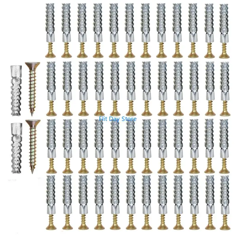 F92C 50Pcs Carbon Steel Expansion Screws Concrete Wall Anchors Expansion Bol