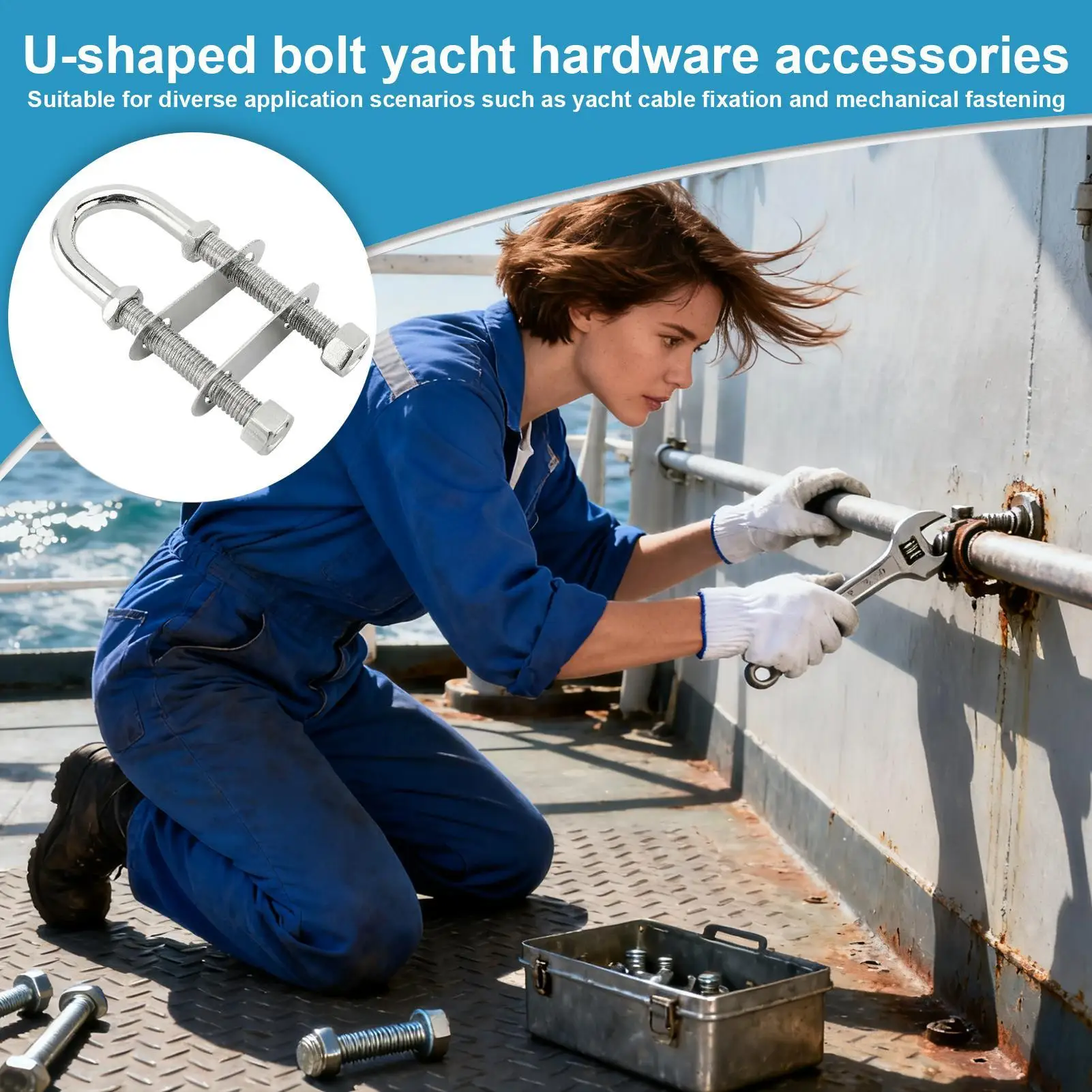 U-образный болт из нержавеющей стали, сверхмощная фурнитура из нержавеющей стали, U-образный болт для лодок, якоря для яхт, оборудование для палубы, обслуживание док-станции