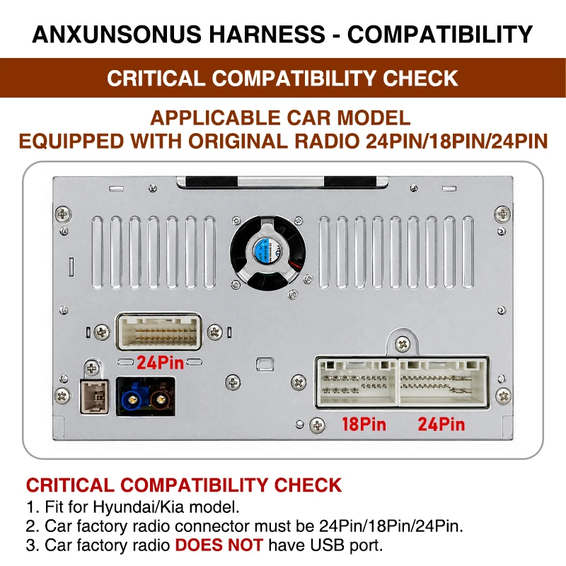 CAN Bus Decoder Harness for Hyundai Elantra Tucson Kia Sportage Rio, 24Pin/18Pin/24Pin, SWC Retention, P&P 16Pin Android Adapter