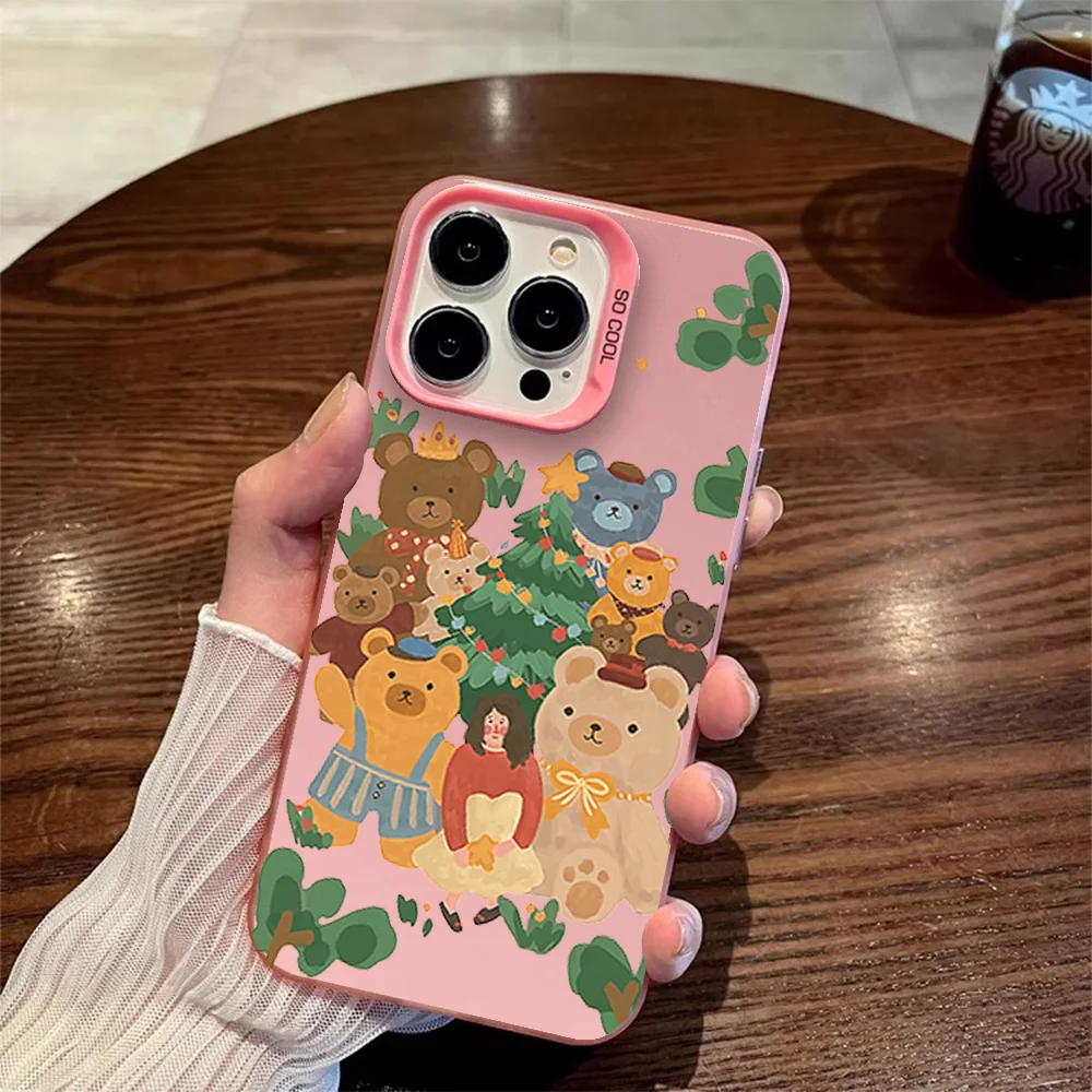 Creative Cartoon Extremely Sharp Christmas Holiday Doll Bear Phone Case for IPhone 12 11 13 14 15 16 Max Pro Plus Laser Cover