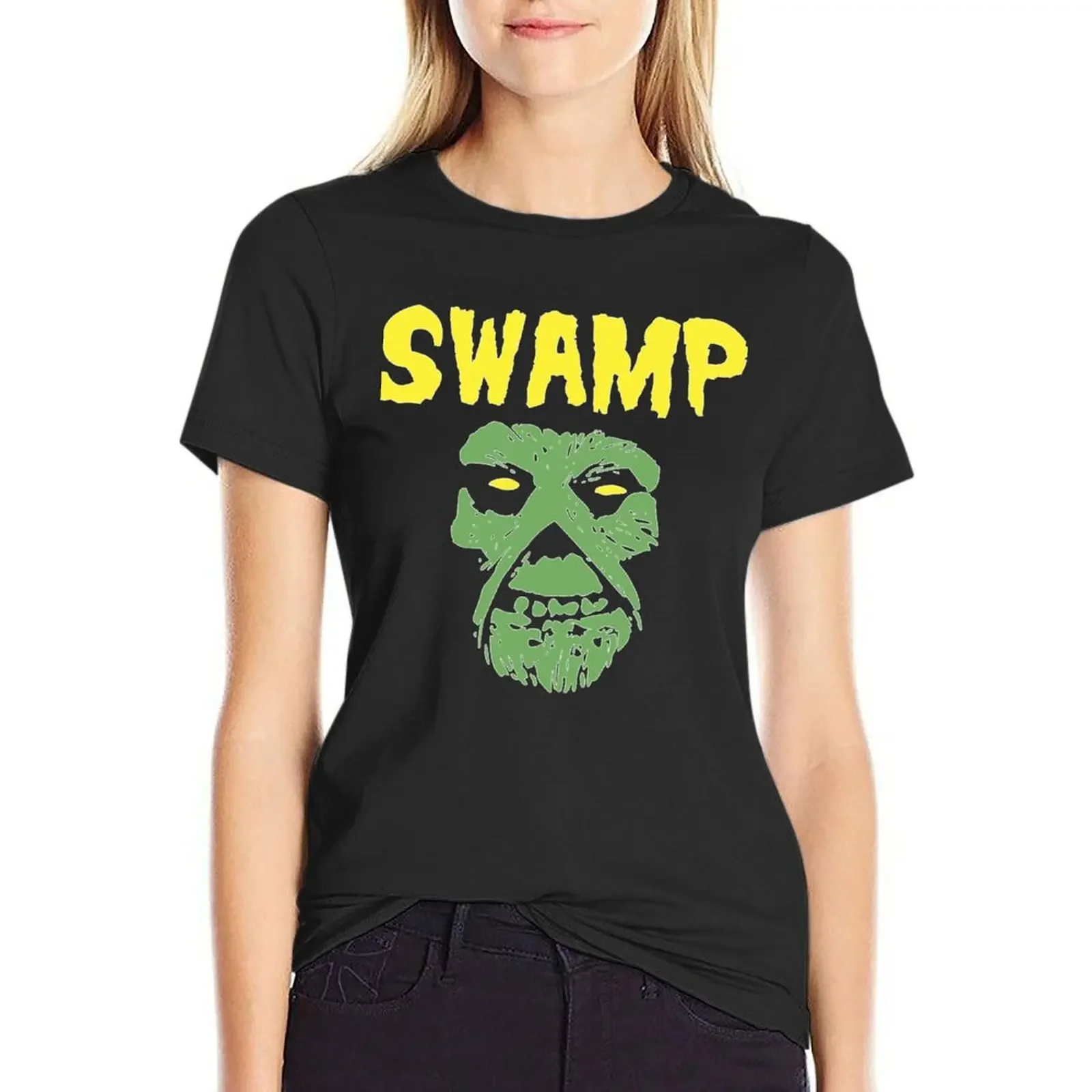 

Swamp Thing Punk Rock Mashup T-Shirt summer tops anime clothes workout shirts for Women loose fit