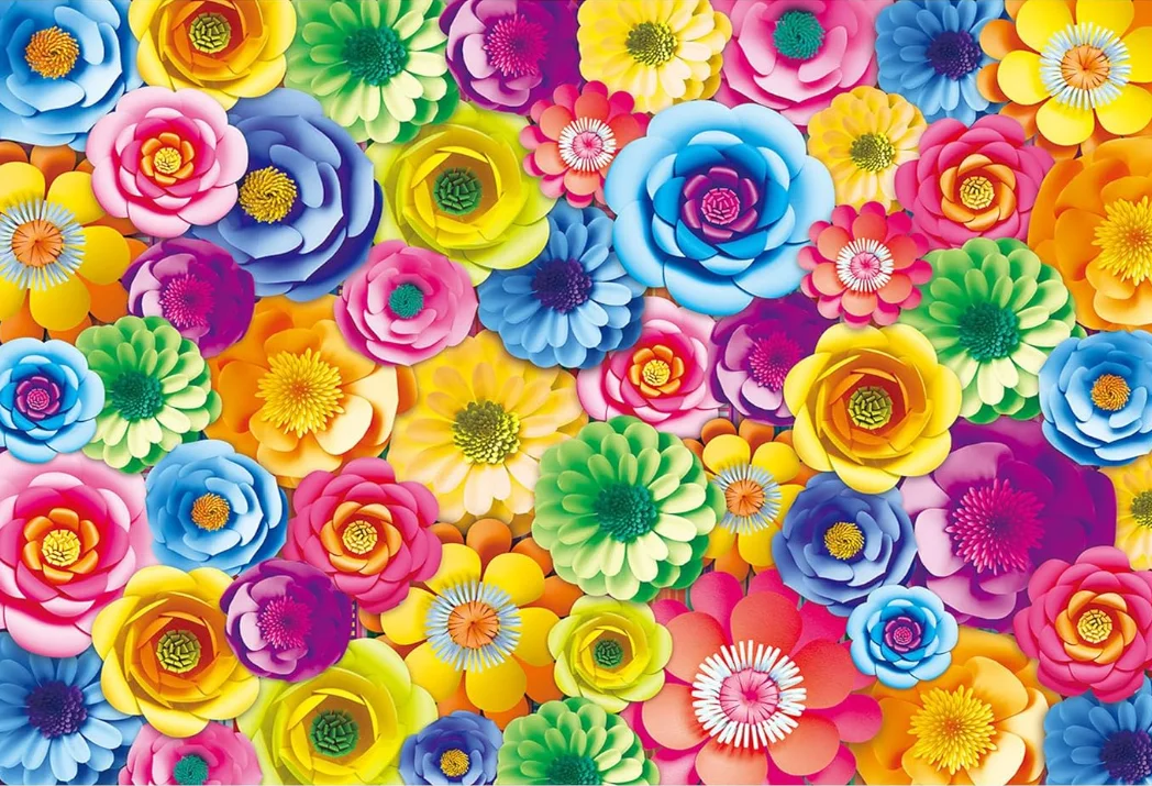 Mexican Fiesta 3D Paper Flowers Backdrop Colorful Paper Flower Photo Background Women Girls Wedding Birthday Party