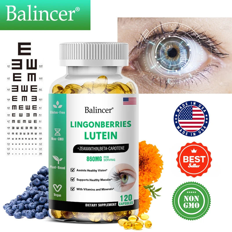 Balincer Lutein Capsule Supplement Supports Eye Health, Helps Relieve Eye Strain, Stress, and Strengthens the Immune System