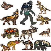 Decoration Wooden 3D Hollow,Rhino Camel Dinosaur FOX EIK Elephant Bear Desktop Toy Car Ornaments Christmas Family Friends Gifts