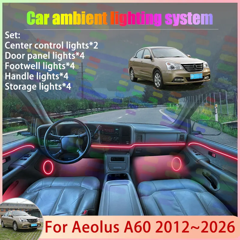 

Для Aeolus A60 2012 ~ 2026 EV E70 Evolute i-Pro 2/24 в 1, автомобильная атмосферная лампа, RGB абажур, ансамбль, стример, атмосферный набор