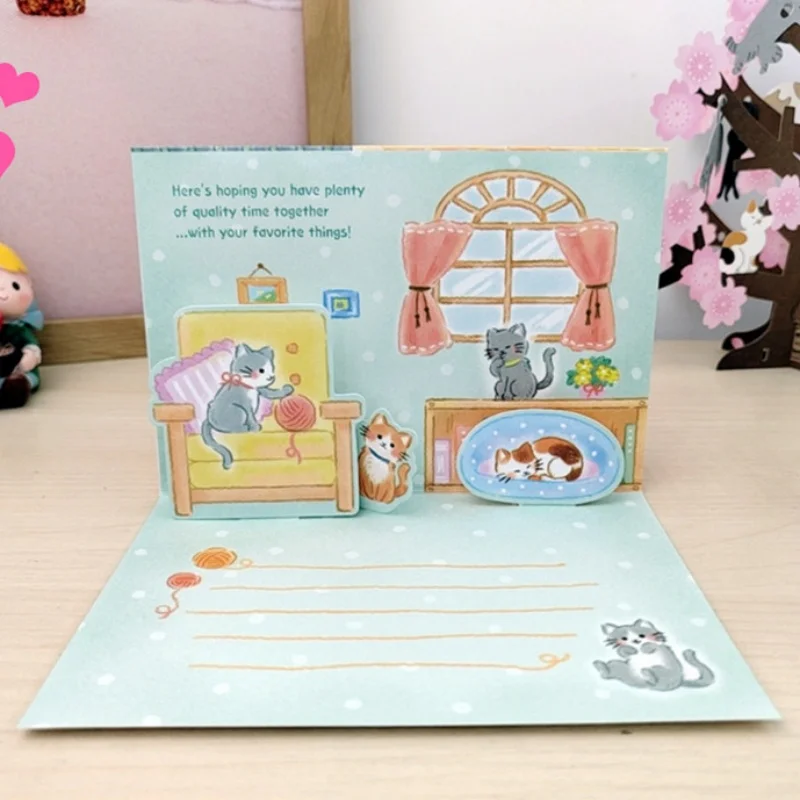 

Creative 3D Pop-Up Card Featuring an Orange Kitten: A Cute Kitten Gift and Versatile Greeting Card for Cat Lovers