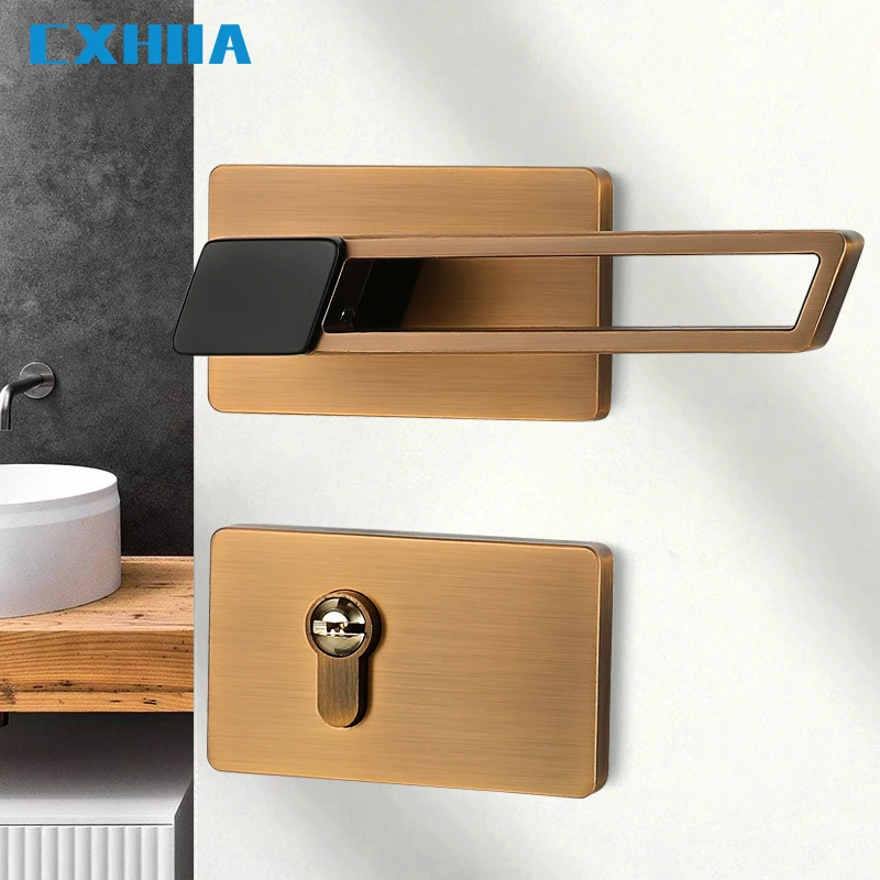 CXHIIA Light Luxury Split Zinc Alloy Home Interior Door Lock Modern Minimalist Silent Mechanical Handle Door Lock