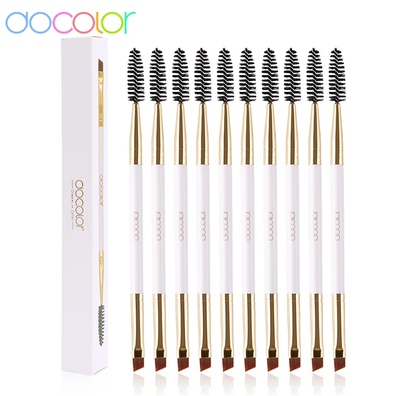 

Docolor 5/10pcs White Black Professional Double headed Eyebrow Eyelash Makeup Brushes Thin hair Wholesale Angled Eye brow Brush