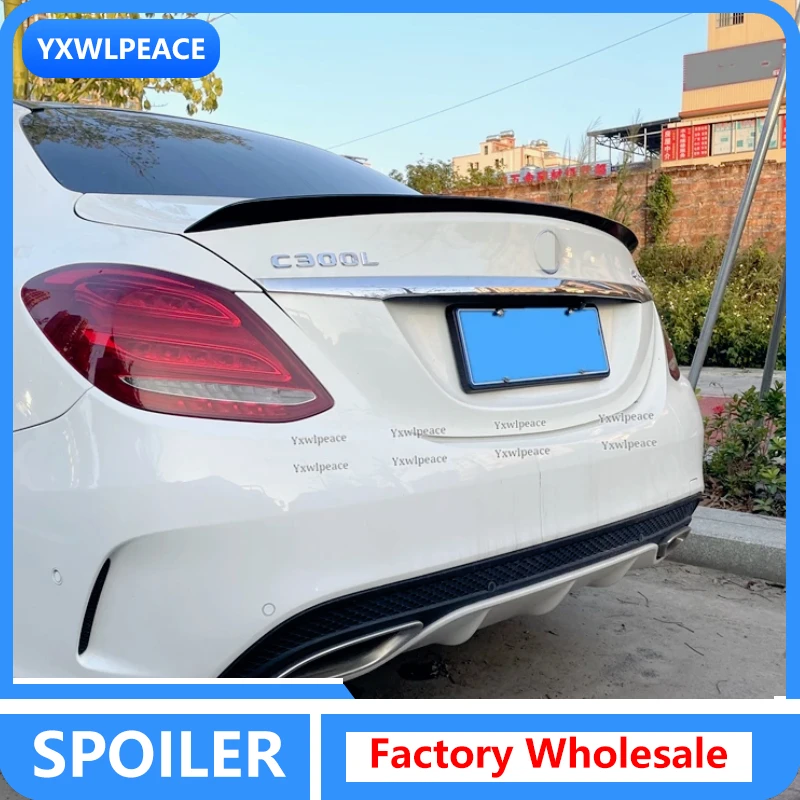 

For Benz C Class Sedan 4-Door W205 C63 AMG C180 C200 C260 C300 Spoiler 2014-2019 High Quality ABS Plastic Rear Trunk lip Spoiler