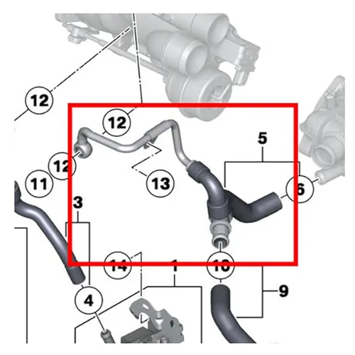 Imagen 2 del producto A11539845352 A11537645832 Motor N18 Turbo manguera refrigerante 11539845352 11537645832 para BMW MINI R55 R56 R57 R58 R59 R60 R61