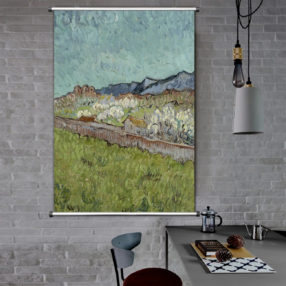 Van Gogh Wheat Field Landscape Canvas Painting Green Ldyllic Scenery Wall Art Posters Famous Oil Painting for Living Room Décor