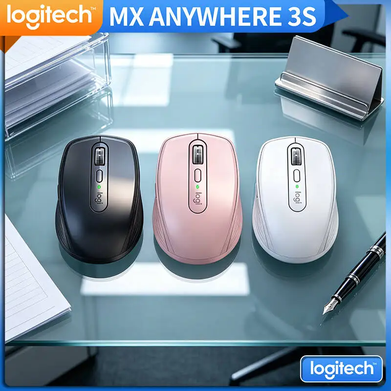 Precision Logitech MX Anywhere 3S Mouse - 8000 DPI, MagSpeed Scroll, 3-Device Sync, USB-C Charging, Office & Travel Use