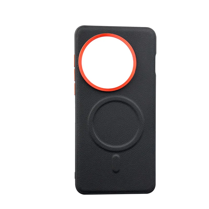 

Leather Case For OnePlus Ace 5 Pro 13R Magsafe Metal Alloy Raised Lens Frame Protection Anti-slip Grip Plain Vegan Leather Cover