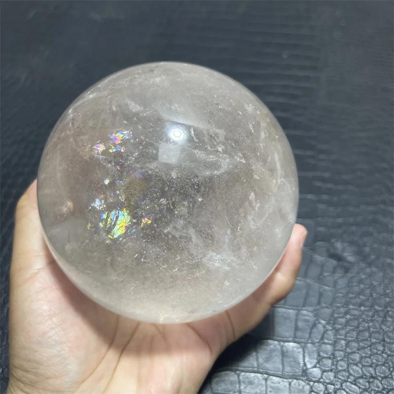 10.5cm Rainbow Natural transparent White Smoky Quartz Ball Crystal Ball room decoration home decoration gemstone aquarium