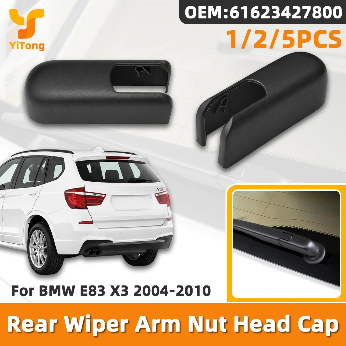 Yitong 1/2/5PCS Vehicle Rear Windshield Wiper Nut Protective Cover 3427800 61623427800 Fit BMW E83 X3 2004-2010 Auto Accessories