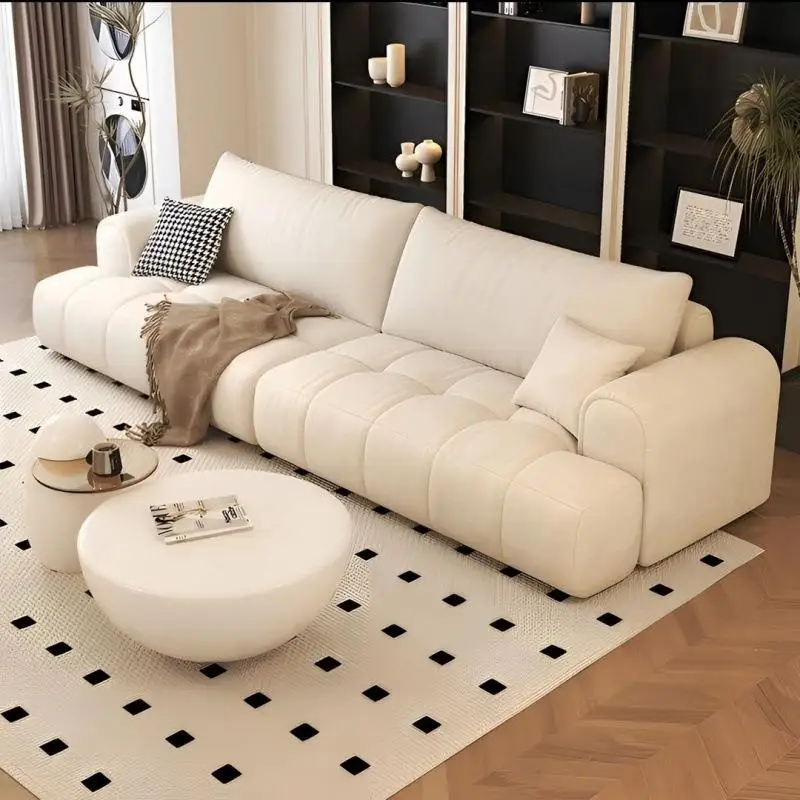 Cream wind puff sofa small apartment rental room living room simple modern High Quality