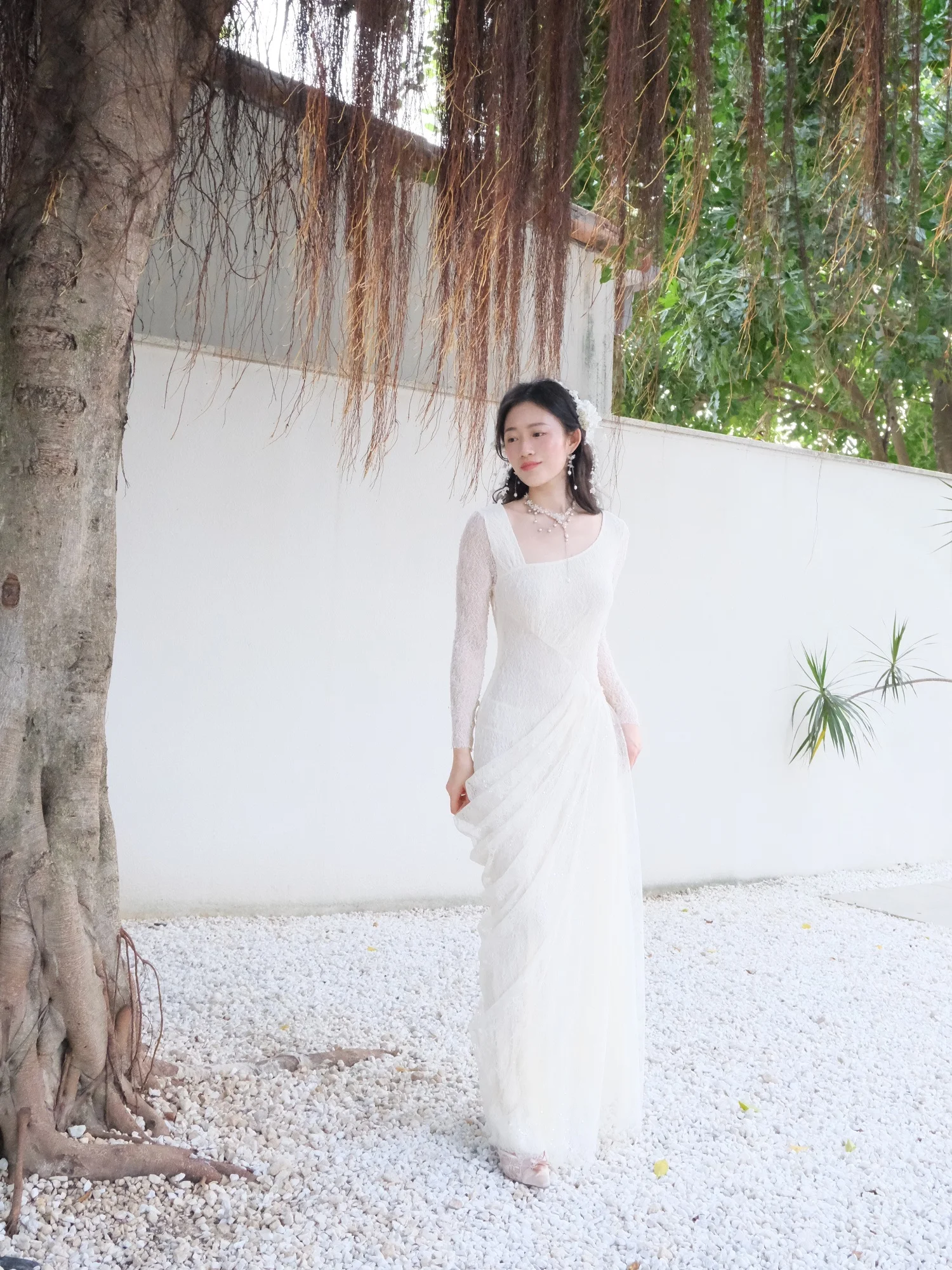 TIIANNTIAAN Poème scintillant dentelle élastique asymétrique paillettes Fi queue minceur longue Sve Dr Fairy Sle fermeture à glissière A-L...