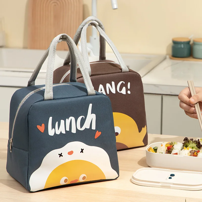 New Portable Women\'s Thermal Lunch Bag School Children Cute Bento Bags Oxford Cloth Food Handbags Large Capacity Organizer