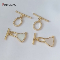 Jewellery Making Supplies 14K Gold Plated Heart Shape Shell Toggle OT Clasps Jewelry Components For DIY Necklace Bracelet Making