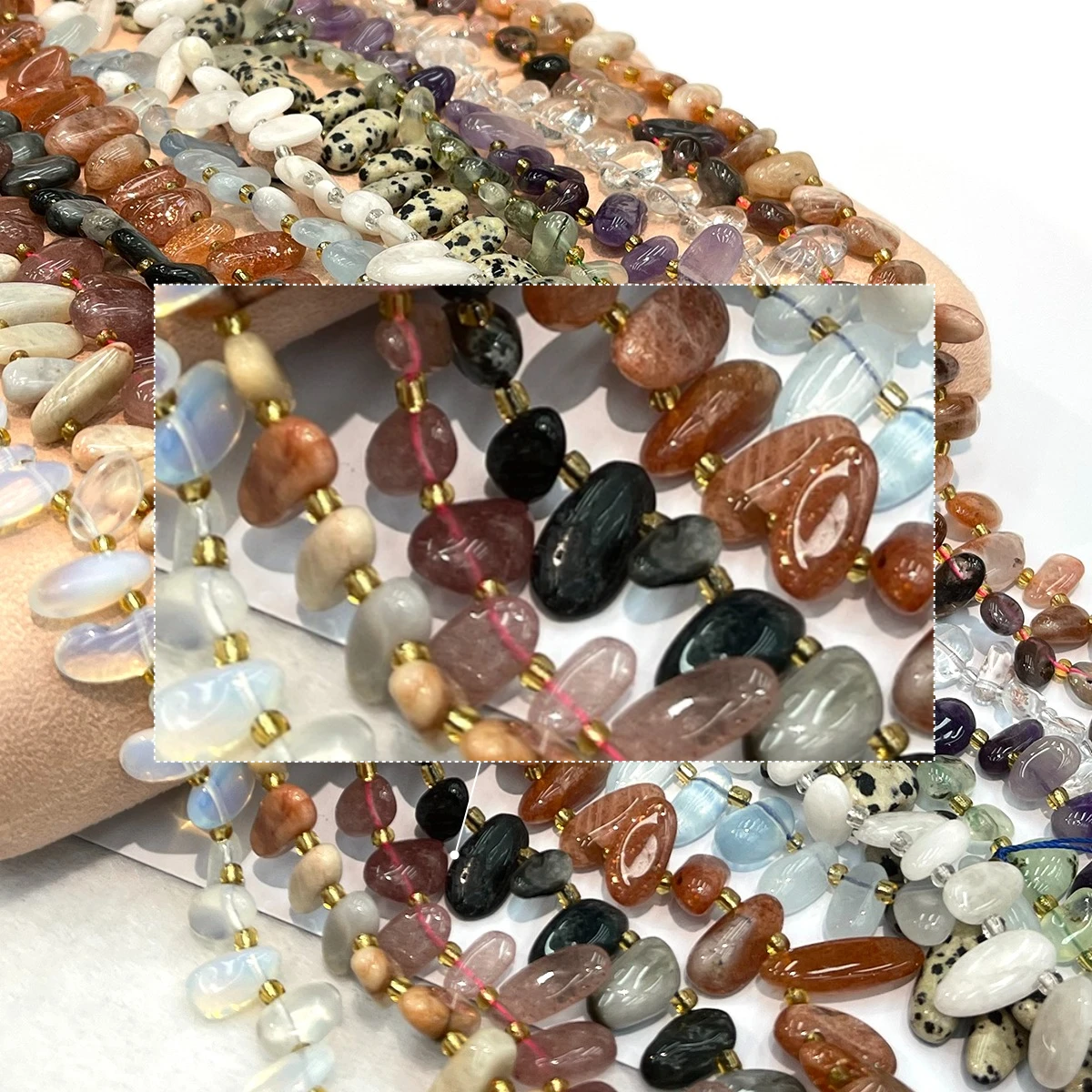DIY Gravel Beads Natural Stone Prehnite Isolation Beads For Jewelry Making DIY Necklace Bracelet Chains Earrings Accessory