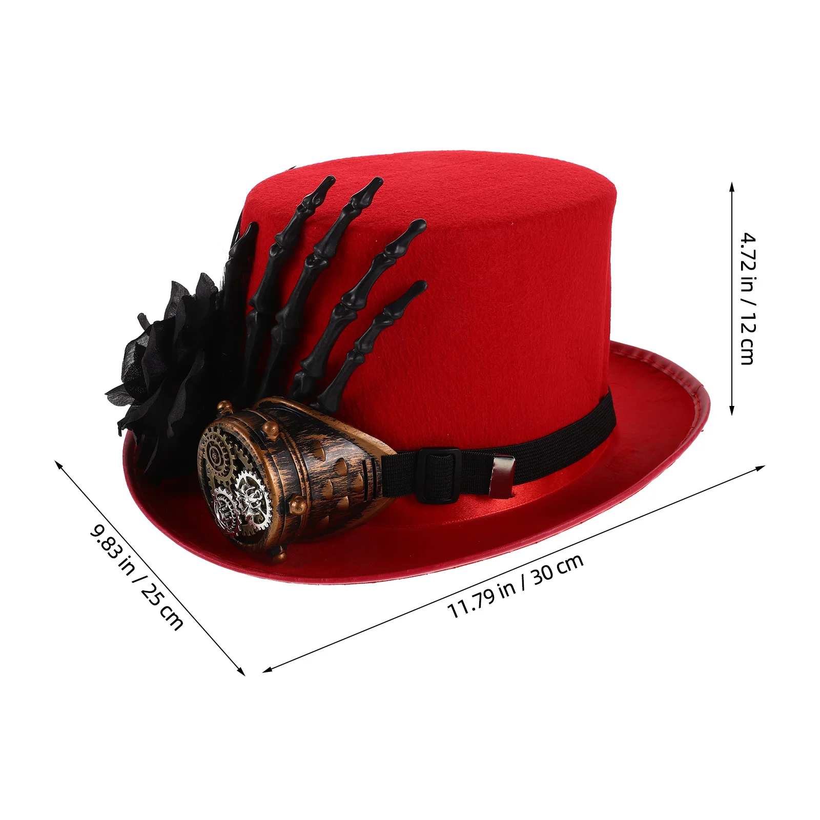 스팀펑크 탑햇 해골 손 장미 디자인 내구성 있는 원단 할로윈 코스튬 코스프레 파티 액세서리 남녀 공용