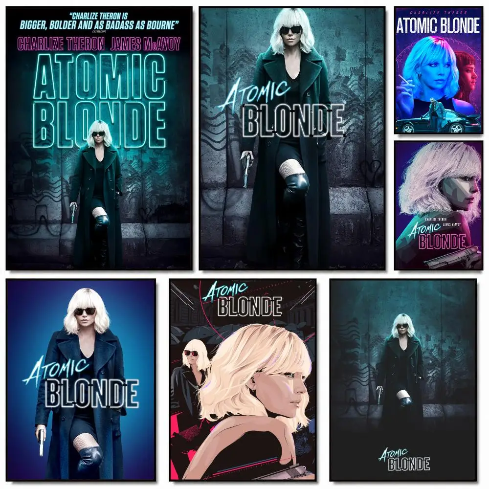 classic movie A-Atomic Blonde 2017-E Poster Removable Wall Sticker for Home Cafe Bar Office Interior Decor
