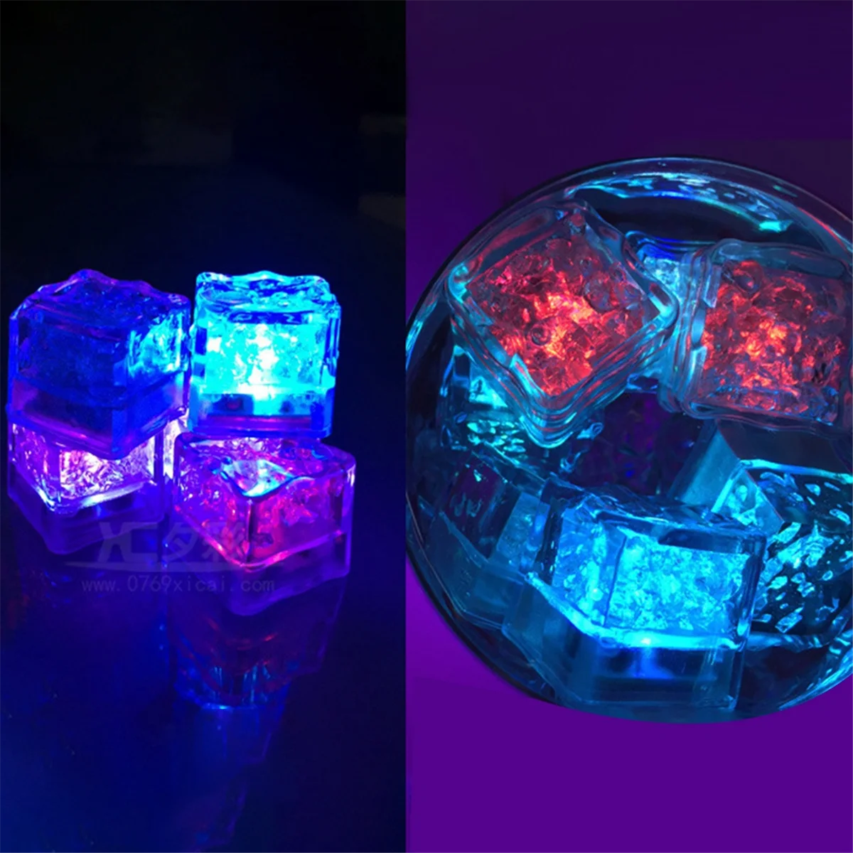 12 pezzi impermeabile LED Ice-Cube colorato lento lampeggiante bagliore al buio si illumina per Bar Club bere decorazione per feste A