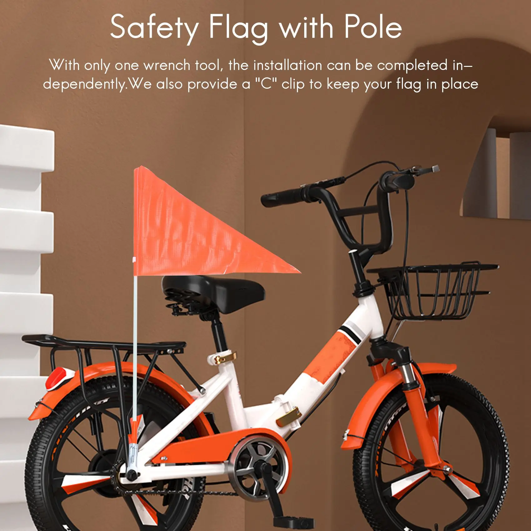 

A51K- Flag with Pole,6 Foot Adjustable High Visibility Bike Flag, Brightly Colored Waterproof Flag for Kids Bike