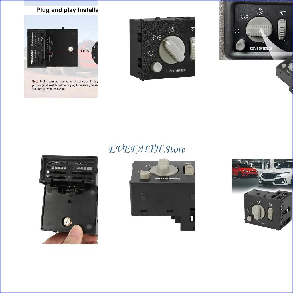 

124B Front Headlight Switch Auto Accessories for 1500 2500 Instrument Panel Dimmer Switch 15755595 SW2157 CBS1456