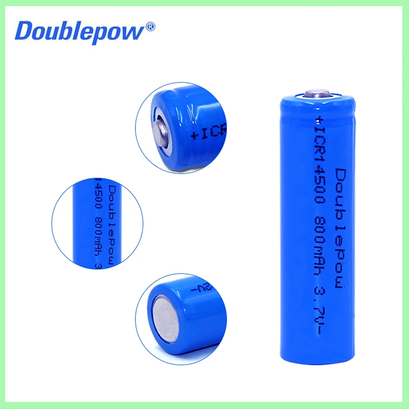 Akumulator litowo-jonowy 3,7V AA 800mAh do ładowania, przeznaczony do lamp solarnych LED, aparatów cyfrowych, zabawek, latarek, akumulatory 14500. — zdjęcie produktu 2