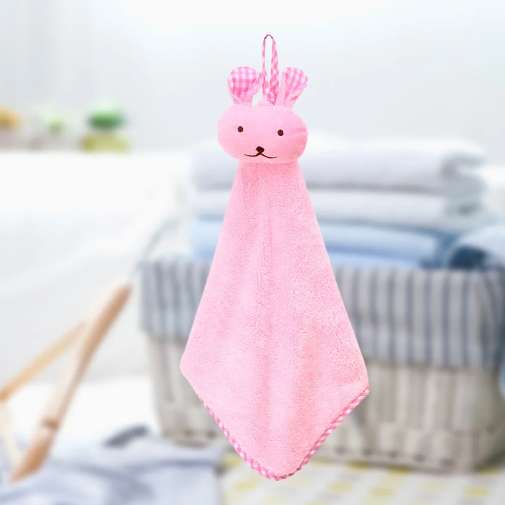 

Hanging Coral Shroud Kitchen Hand Towels Bathroom Pink Micro Fiber Washcloths Fleece
