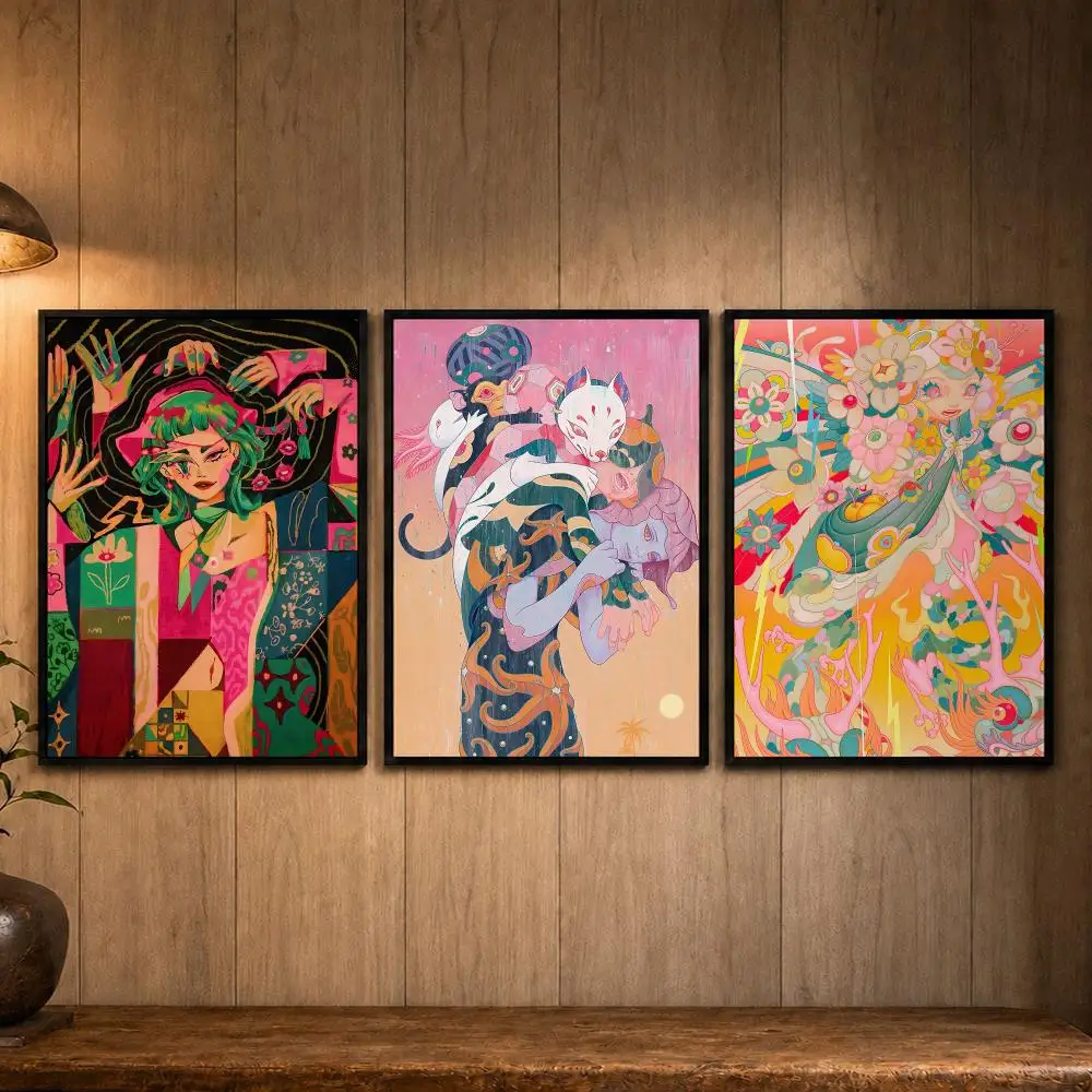 Hybrid Art J-James JeanS Poster Self-adhesive Art Poster Decoracion Painting Wall Art White Kraft Paper Home Decor