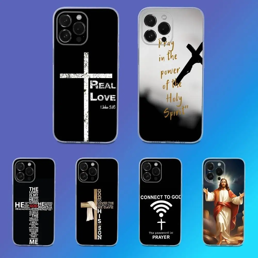 

Bible Verse Jesus Phone Case For iPhone 16,15,14,13,12,11 Pro,Max,Plus,X,XS,XR,SE,Mini Transparent Silicone Soft
